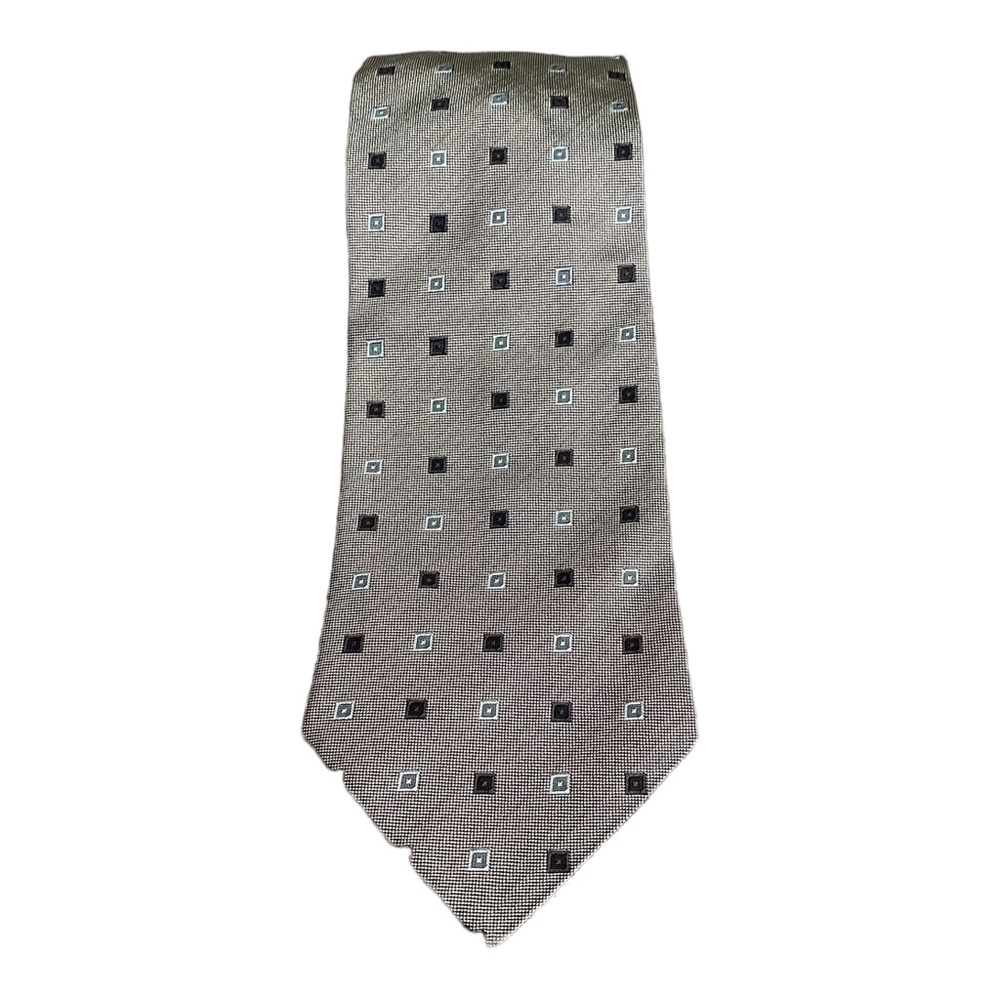 Etro Milano Gray Silver Print Silk Tie